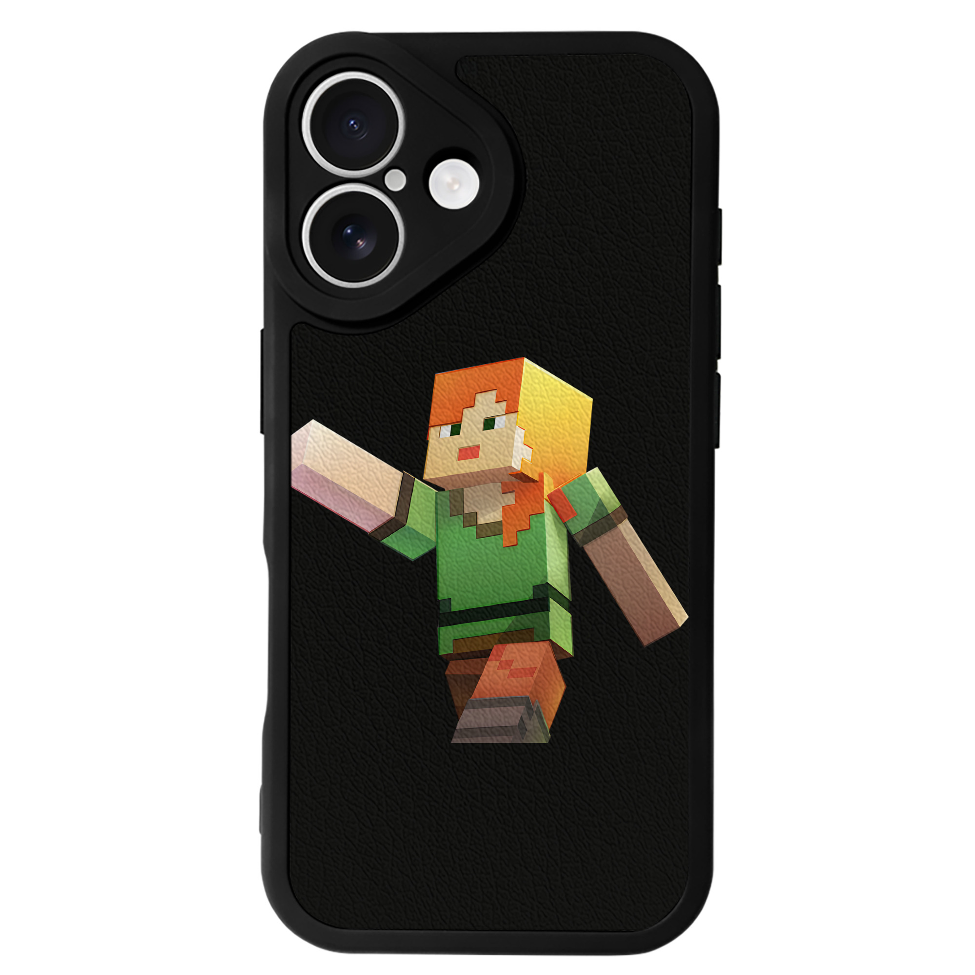 （画像用） マインクラフト ブロックの世界 Minecraft MC Block world 【iPhone 16シリーズ対応】シリコンスマホケース（レザー調） 材質：シリコン